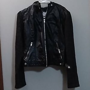 Hooded leather jacket